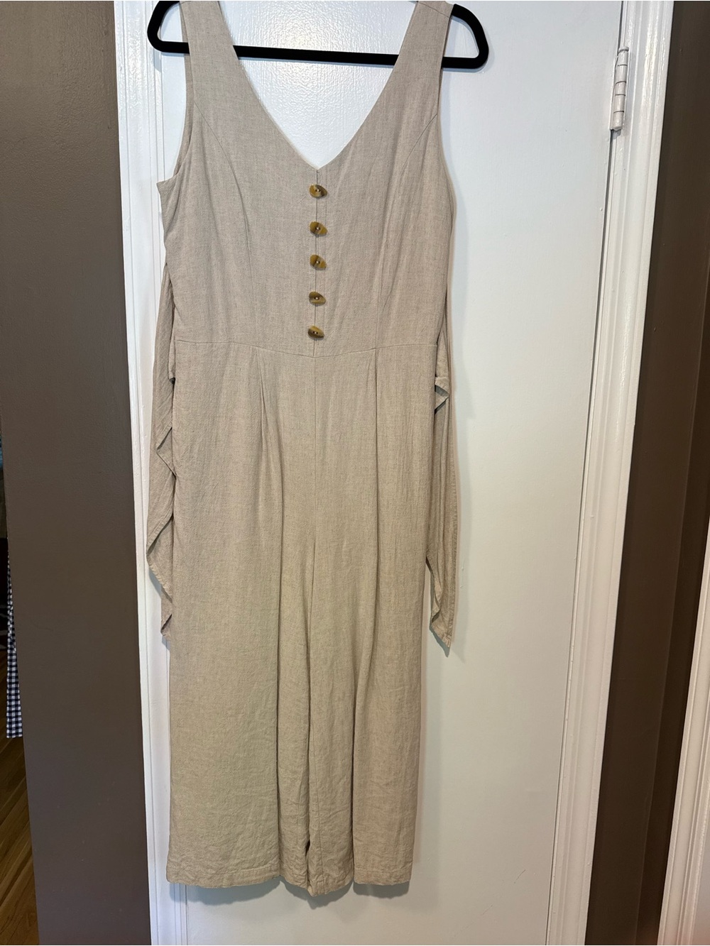 For The Republic Beige Midi Dress with Front Buttons